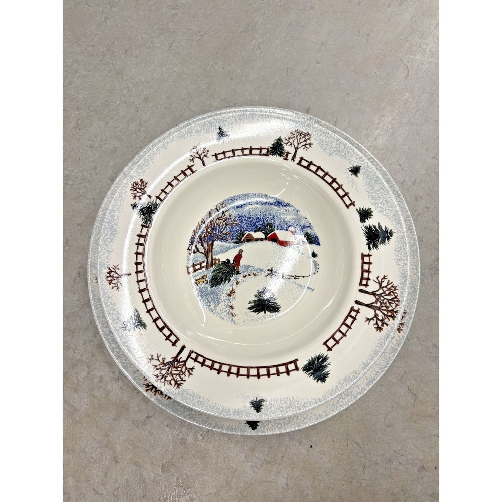 Holiday Time Winterside Dinnerware Set 16 Pc Microwave Safe Christmas Ceramic
